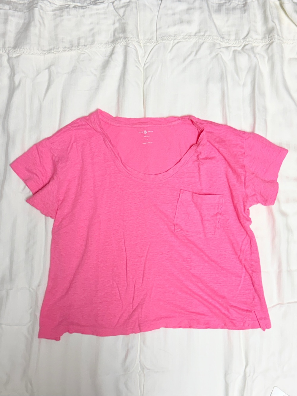 Lou&Gray Pink Linen Cropped Pocket Tee
